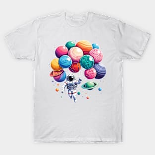 Cosmic Adventure Space Astronaut and Planets T-Shirt